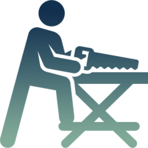 Person icon using a handsaw tool.