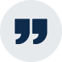 Quotation marks icon on circular background.